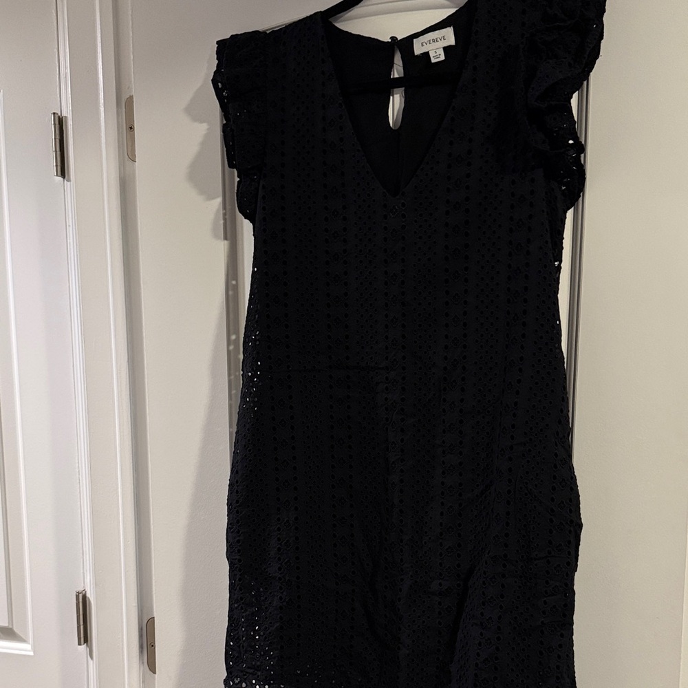 Evereve Midnight Eyelet Ruffle Mini Dress